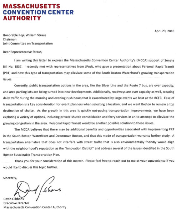 Convention Center Letter of Support
